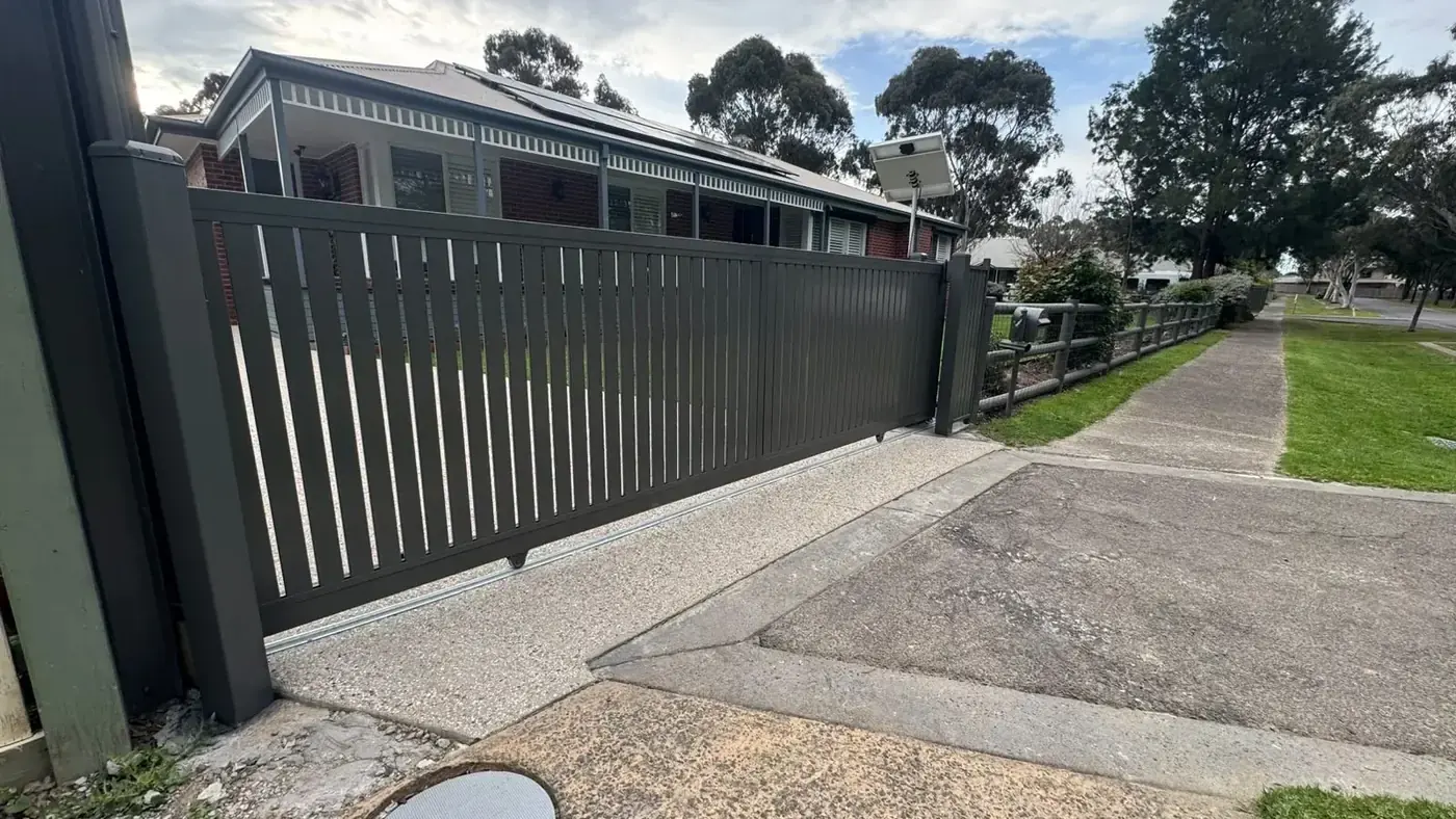 5.4m automatic sliding gate by Mickleham Fencing near Donnybrook